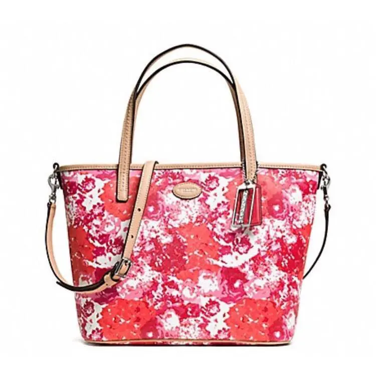 Metro Floral Print Small Tote Pink Multicolor F32483 by Coach