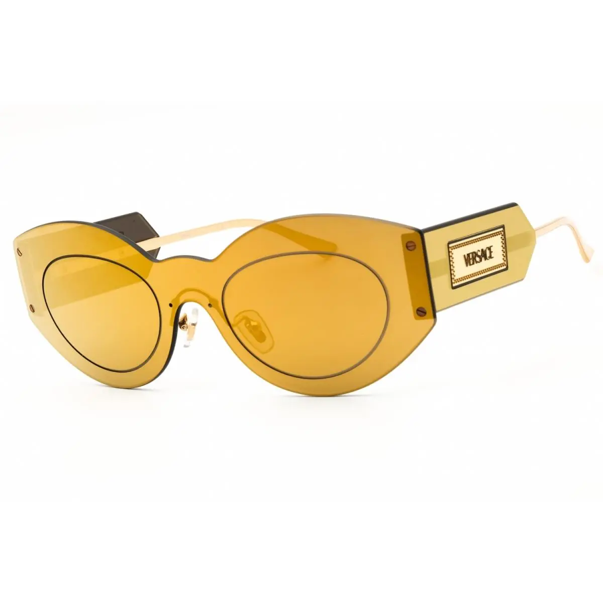 Versace VE2276 10027P Sunglasses Gold Frame Brown Mirror Gold Lenses 44mm