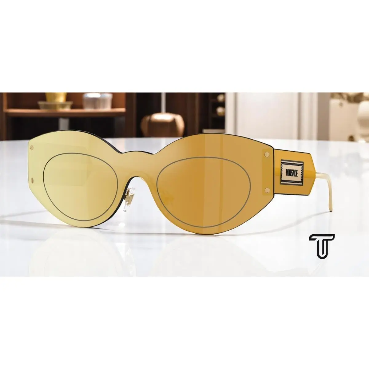 VE2276 10027P Brown Mirror Gold Brown Mir Gold 44 mm Women`s Sunglasses by Versace