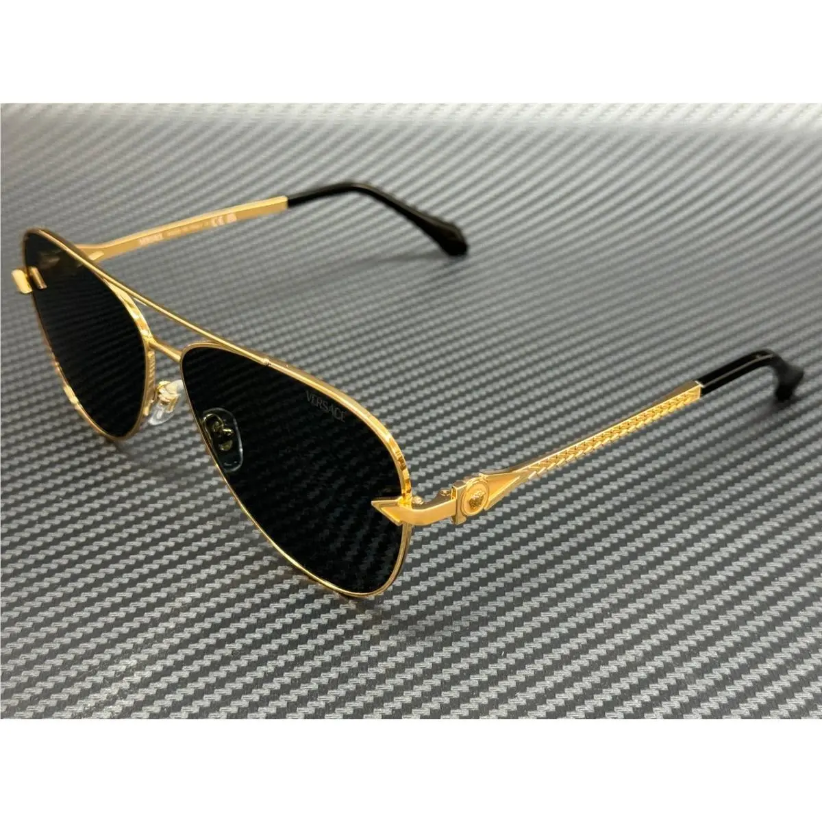 VE2283 100287 Gold Grey Men`s 61 mm Sunglasses by Versace