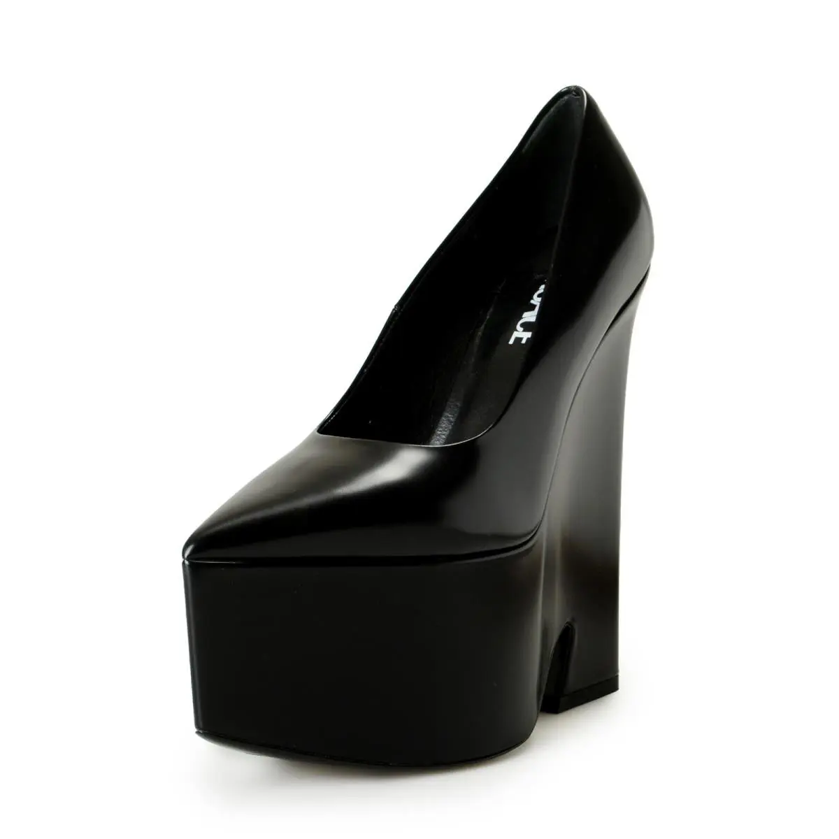 Versace Women`s Black Leather High Heel Platform Pumps Shoes US 7.5 IT 37.5