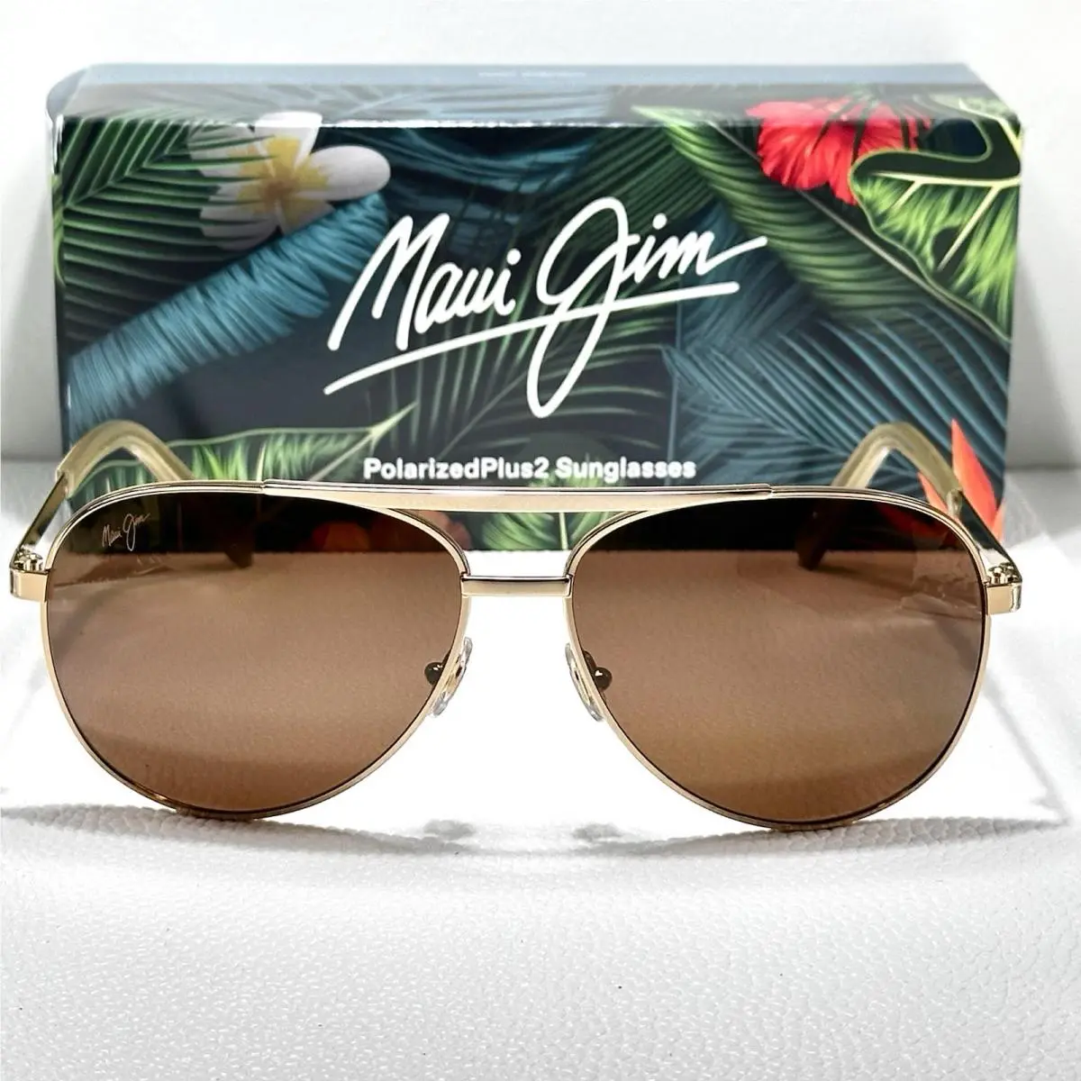 Maui Jim Seacliff Gold Bronze Polarized Aviator Sunglasses H831-16