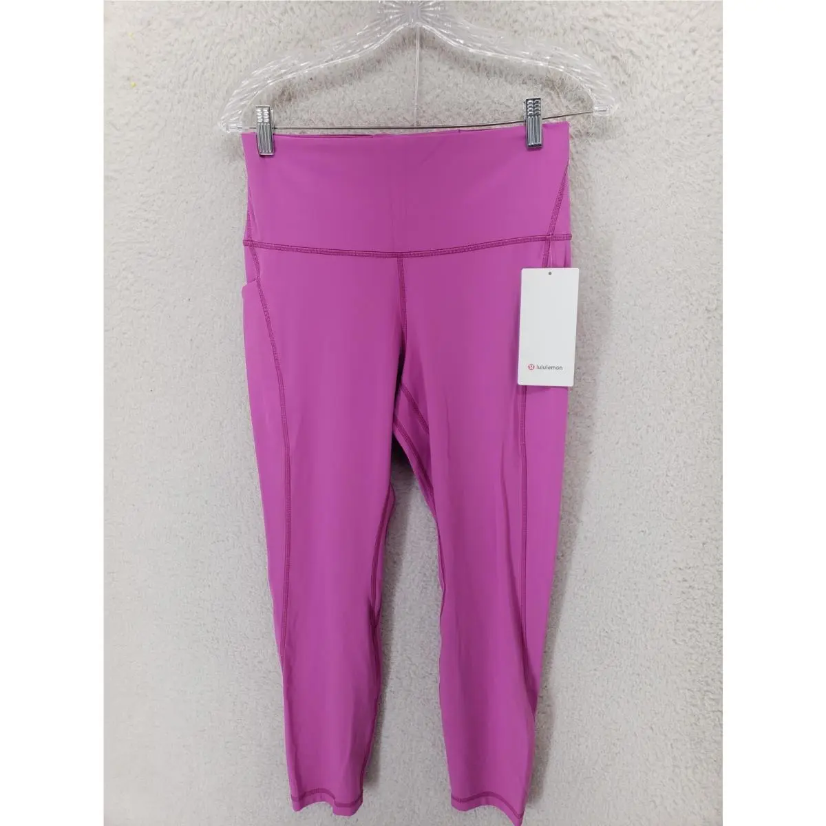 Lululemon Women Leggings 10 Pink Nylon Blend Pockets Stretch Activewear Pants