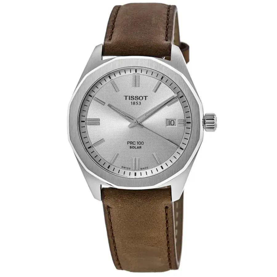Tissot PRC100 Silver Dial Leather Strap Men`s Watch T151.422.16.031.00