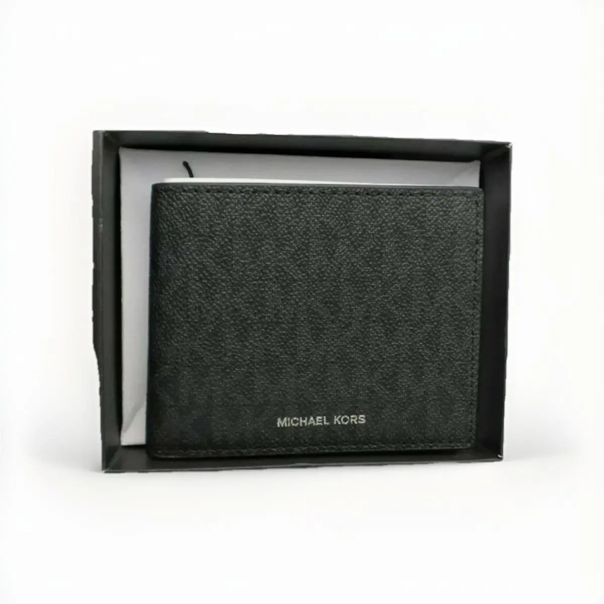 Michael Kors Men`s Leather Black MK Jet Set Slim Bifold 6 Pocket Wallet