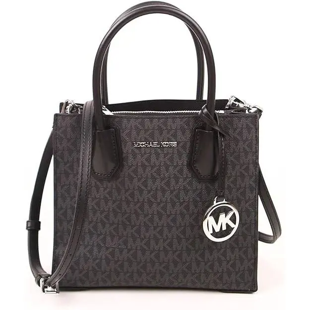Michael Kors 35T1SM92B Mercer Black with Silver Hardware Crossbody Bag