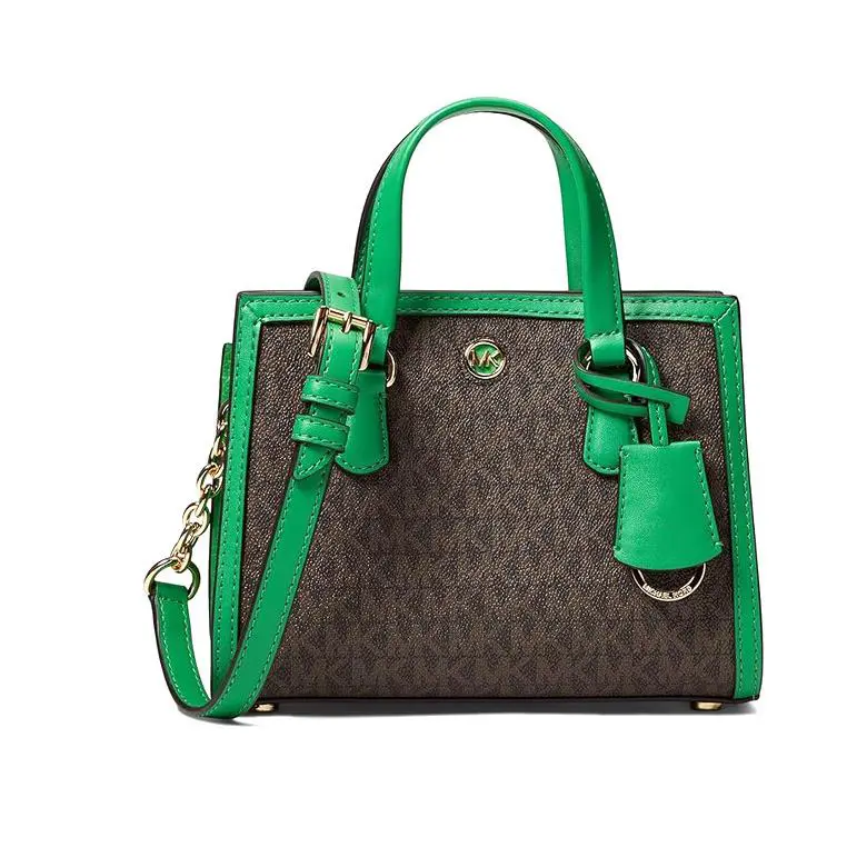 Michael Kors Chantal XS Crossbody/shoulder MK Monogram Palm Brown - Handle/Strap: Palm, Hardware: Gold, Exterior: Palm/Brown