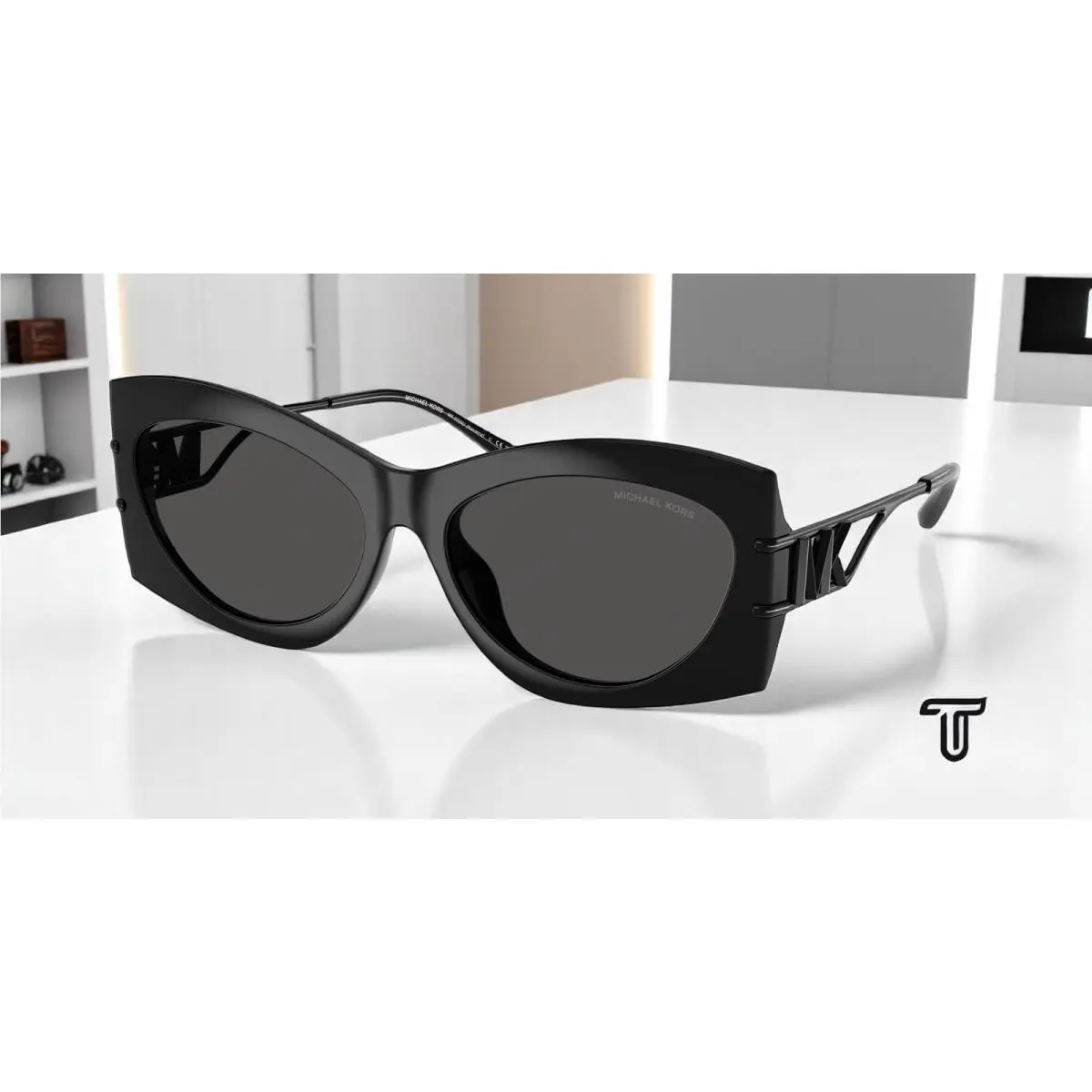 MK2235U 300587 Navarra Black Dk Grey Solid 57 mm Women`s Sunglasses by Michael Kors