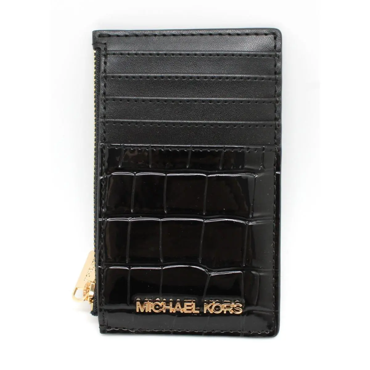 Michael Kors Jet Set Travel Medium Card Case/ ID Card Wallet In Black