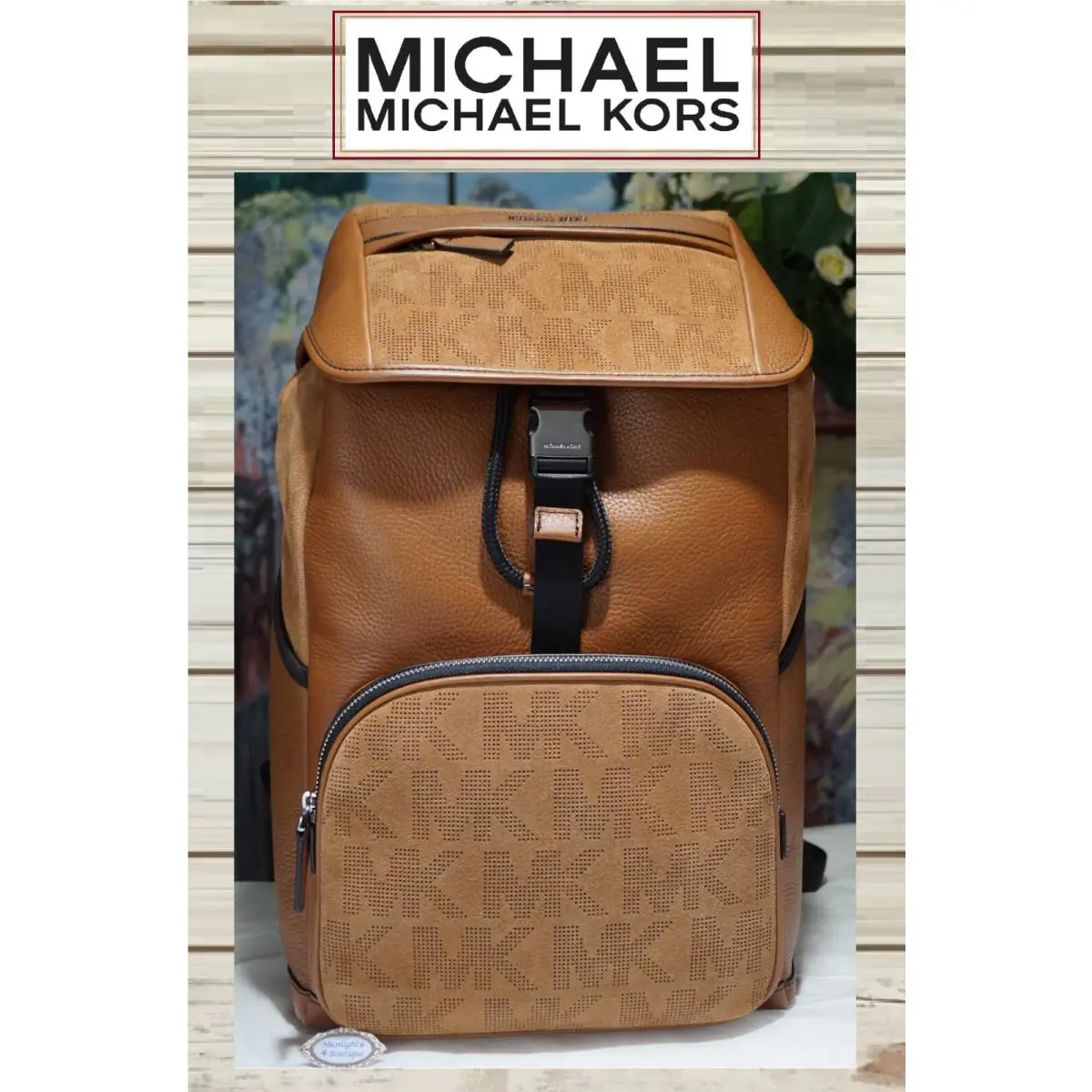 Michael Kors Men`s Cooper Rucksack Sport Flap Backpack In Luggage Brown