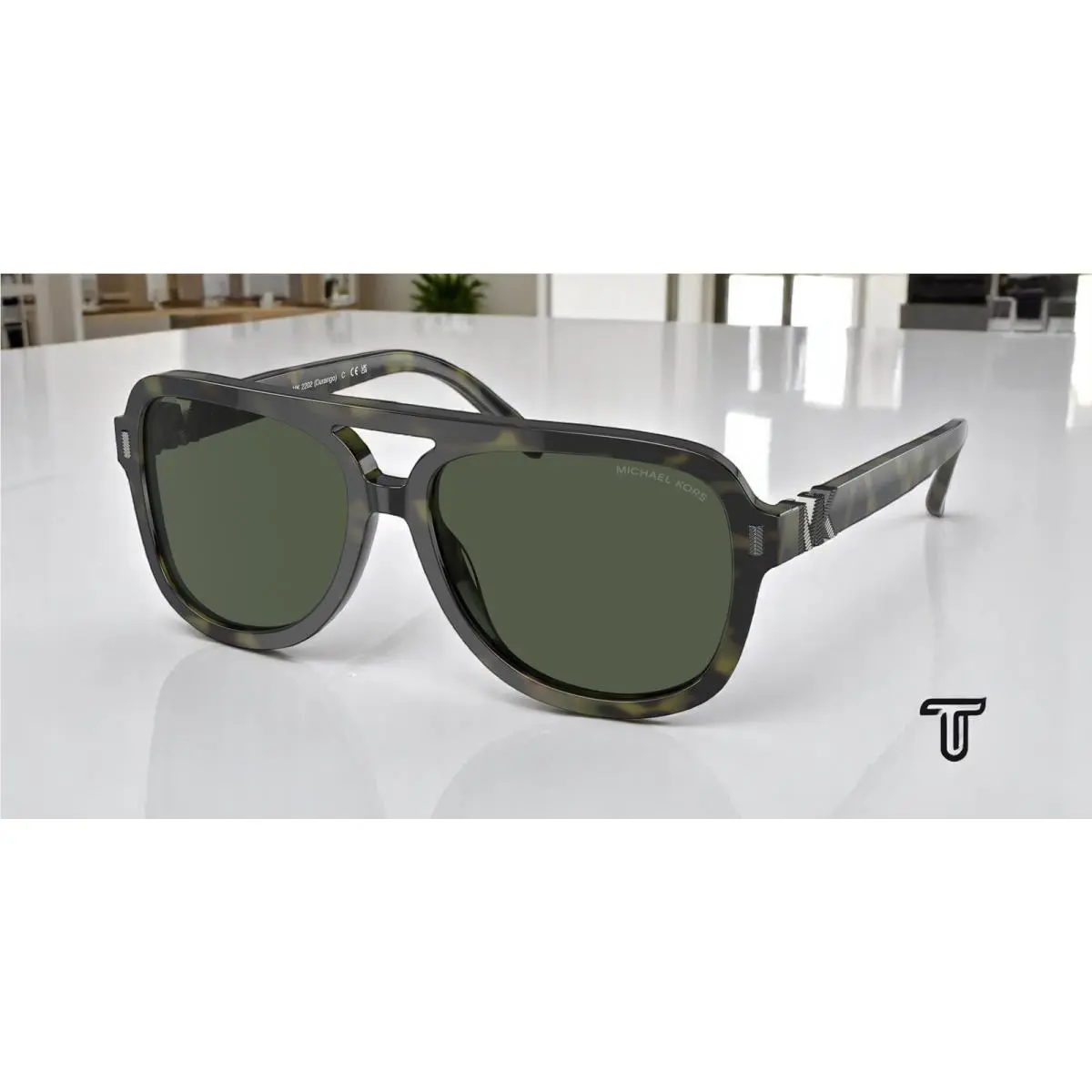 Michael Kors MK2202 39432 Durango Olive Tortoise Solid 57 mm Men`s Sunglasses