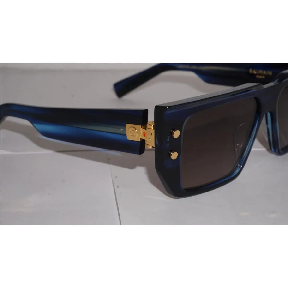 Balmain Sunglasses Blue Gold Transparent Grey BPS-128C-54 54 15 145