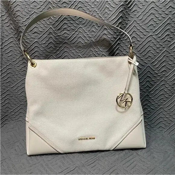 MK Michael Kors Nicole Shoulder Bag in Vanilla Pebbled Leather