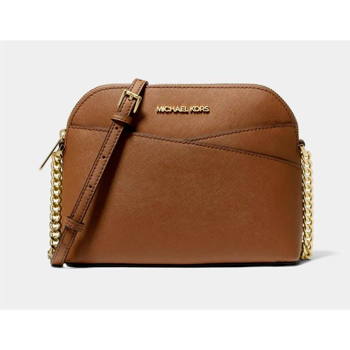 Michael Kors Jet Set Travel Medium Dome Crossbody Saffiano Leather Luggage