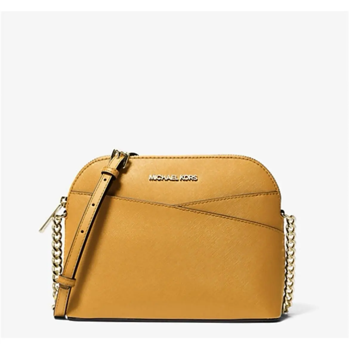 Michael Kors Jet Set Travel Women Leather Medium Dome Crossbody Bag - Golden Rod
