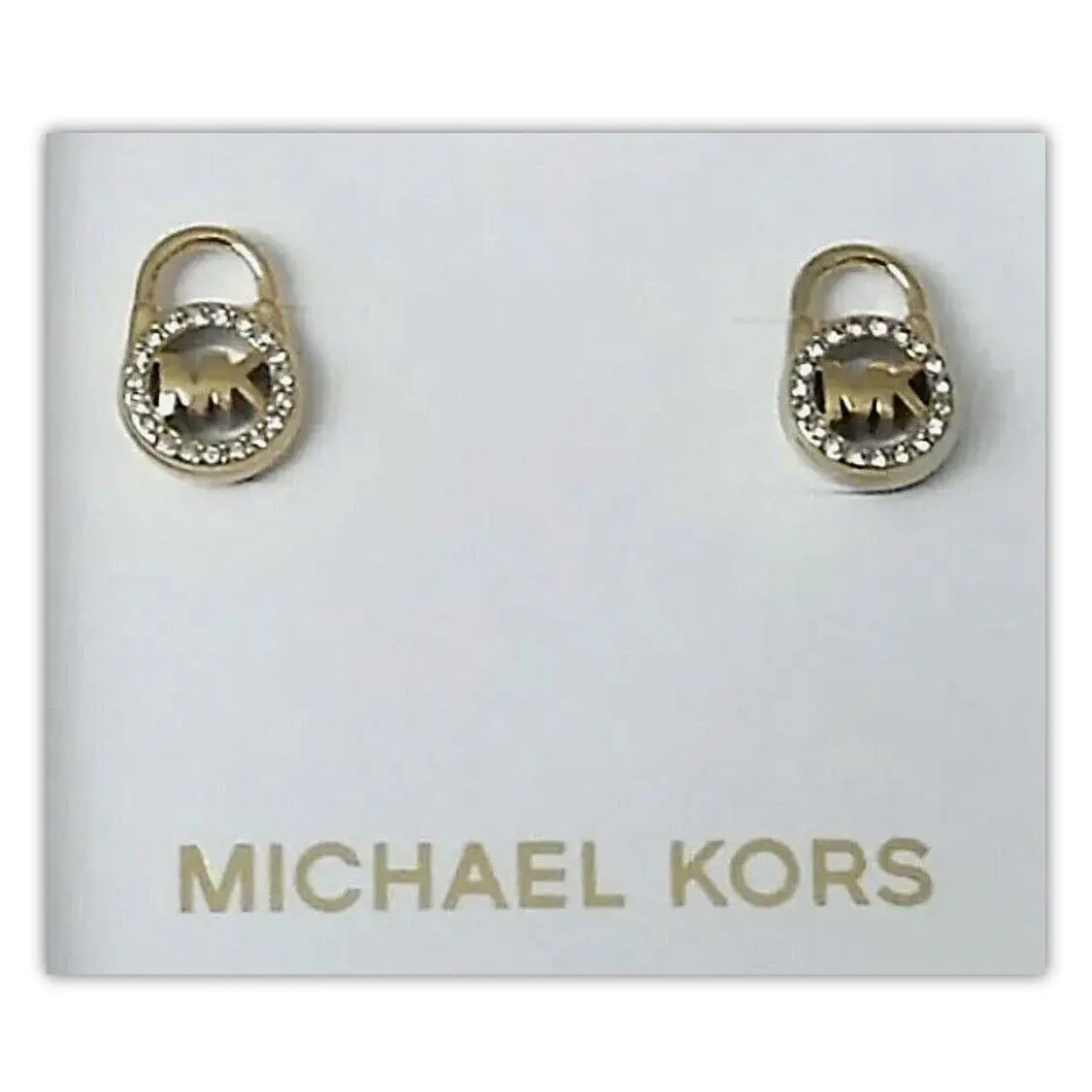 Michael Kors Gold-tone Padlock Style Pave` Earrings MKJX2742040