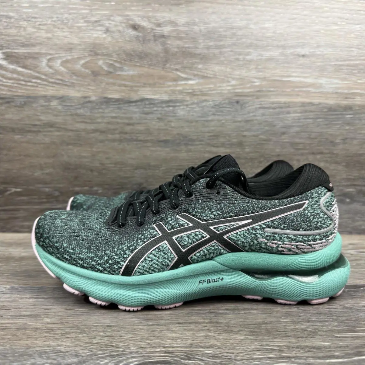 Asics Gel-nimbus 24 Shoes Women Size 6 Black Green Running Sneakers Mesh Lace up