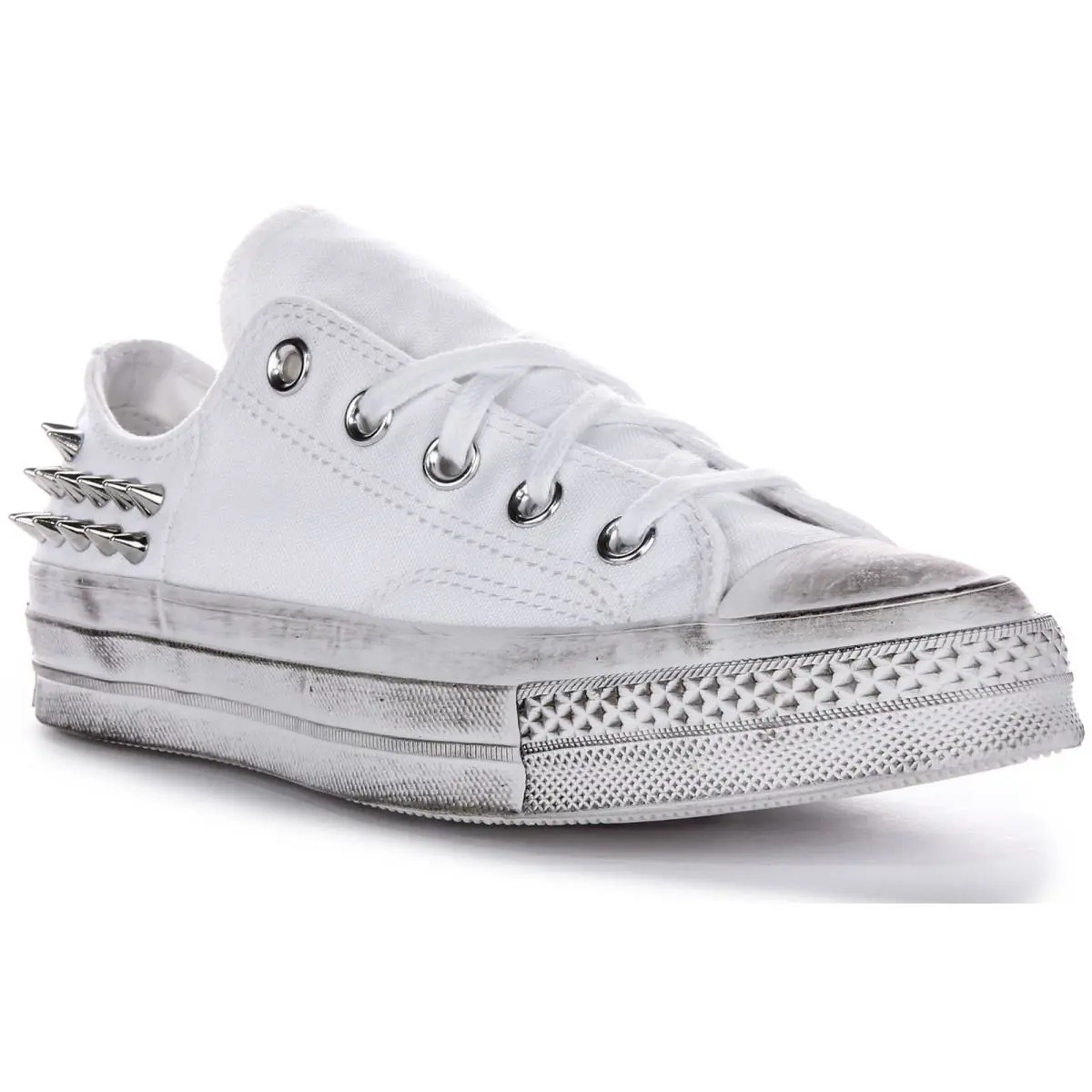 Converse A07208C Chuck 70 Studded Low Womens Trainer In White Silver US 3 - 10 - WHITSILVER
