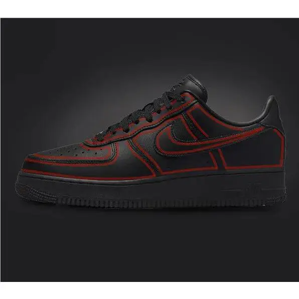 Custom Nike Air Force 1 Black Shoes `red Cartoon Outline` Mens Womens Kids