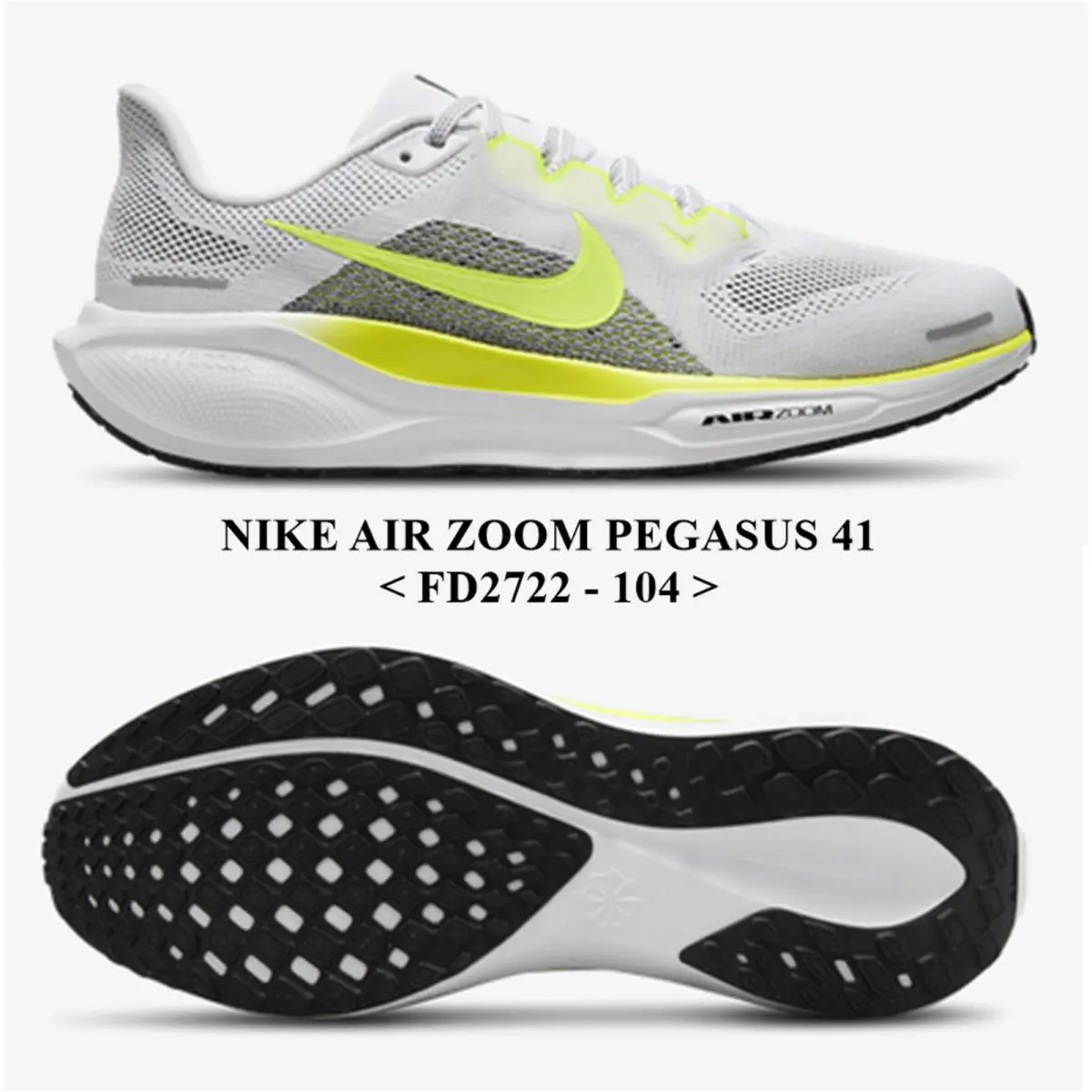 Nike shoes - Nike Air Zoom Pegasus 41 - FD2722-104 - WHITE/VOLT-BLACK 5