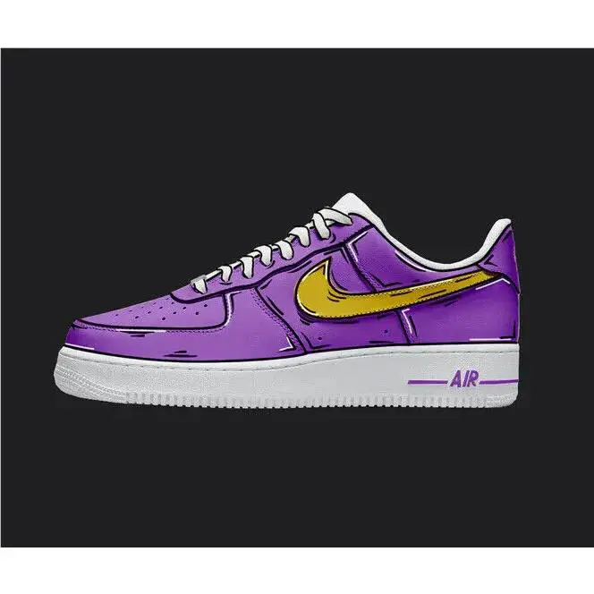 Nike Air Force 1 Custom White Shoes `grape Purple Yellow Cartoon` Mens Womens