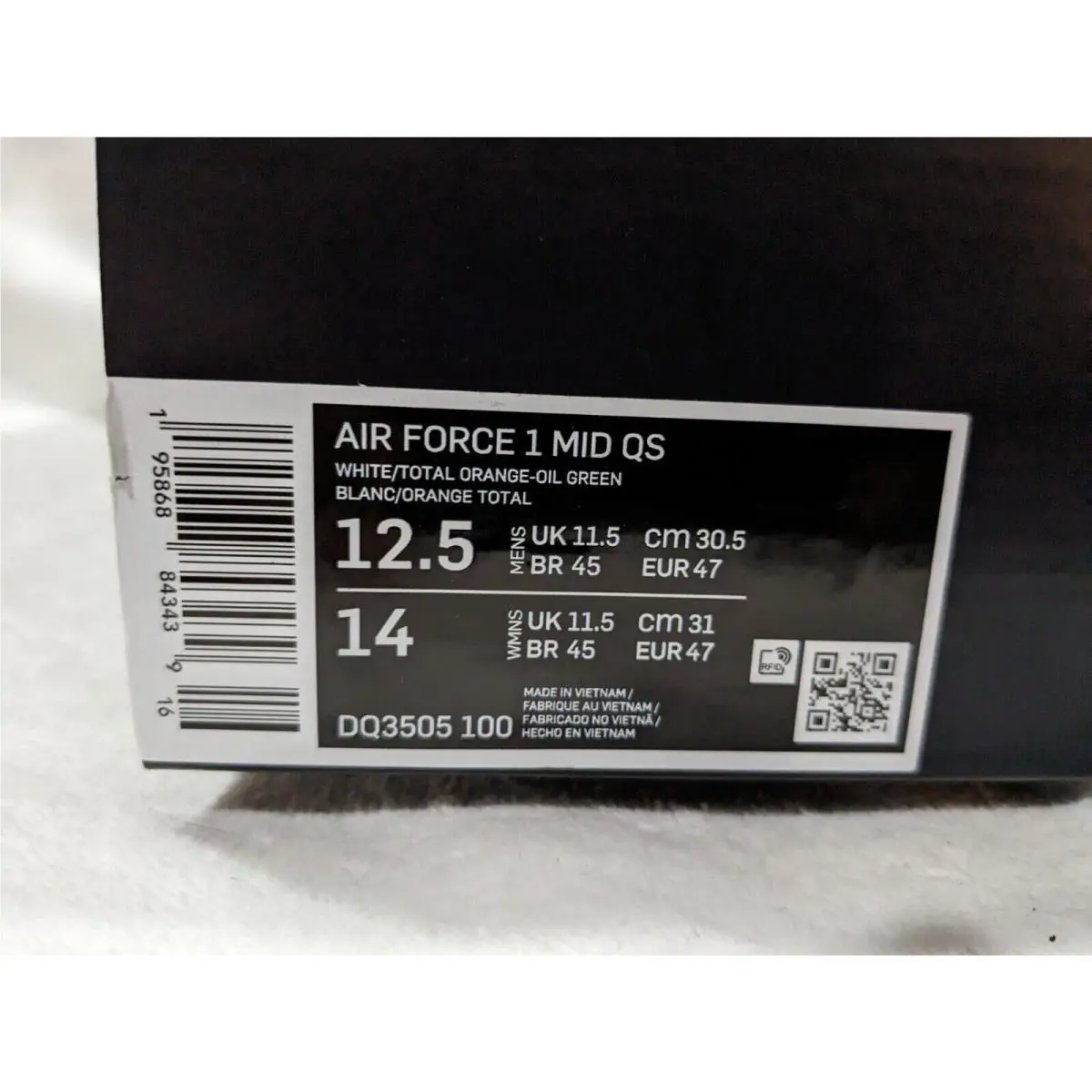 Nike shoes - Nike Air Force 1 Mid QS - DQ3505-100 - White/Orange/Green 7
