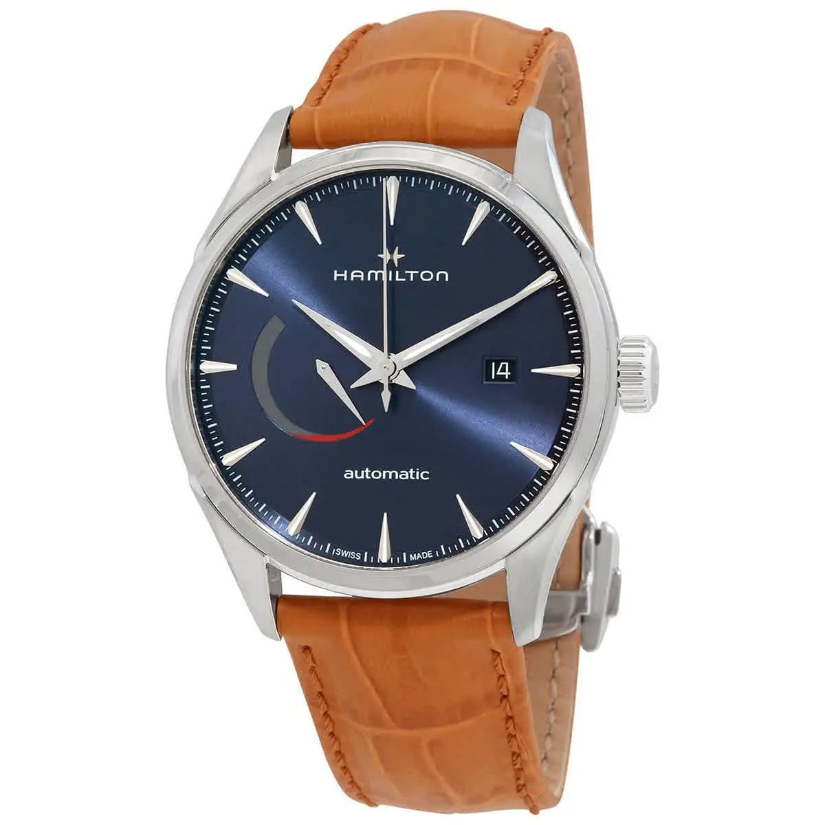 Hamilton Men`s Jazzmaster 42mm Automatic Watch H32635541 - Dial: Blue, Band: Brown, Other Dial: Blue