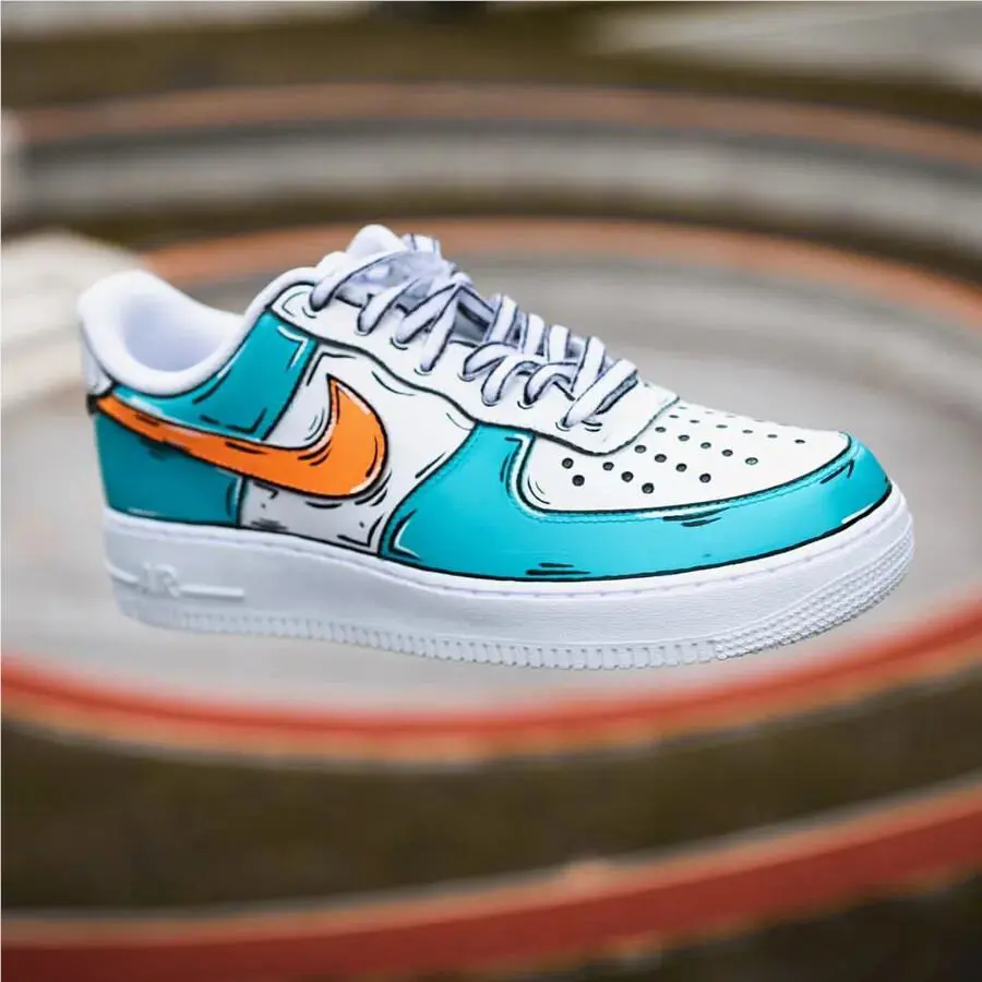 Nike shoes - Nike Air Force 1 - Air Force - CW2288-111 - White, Two Tone: Cartoon Orange Teal Shoes White Black Outline 1