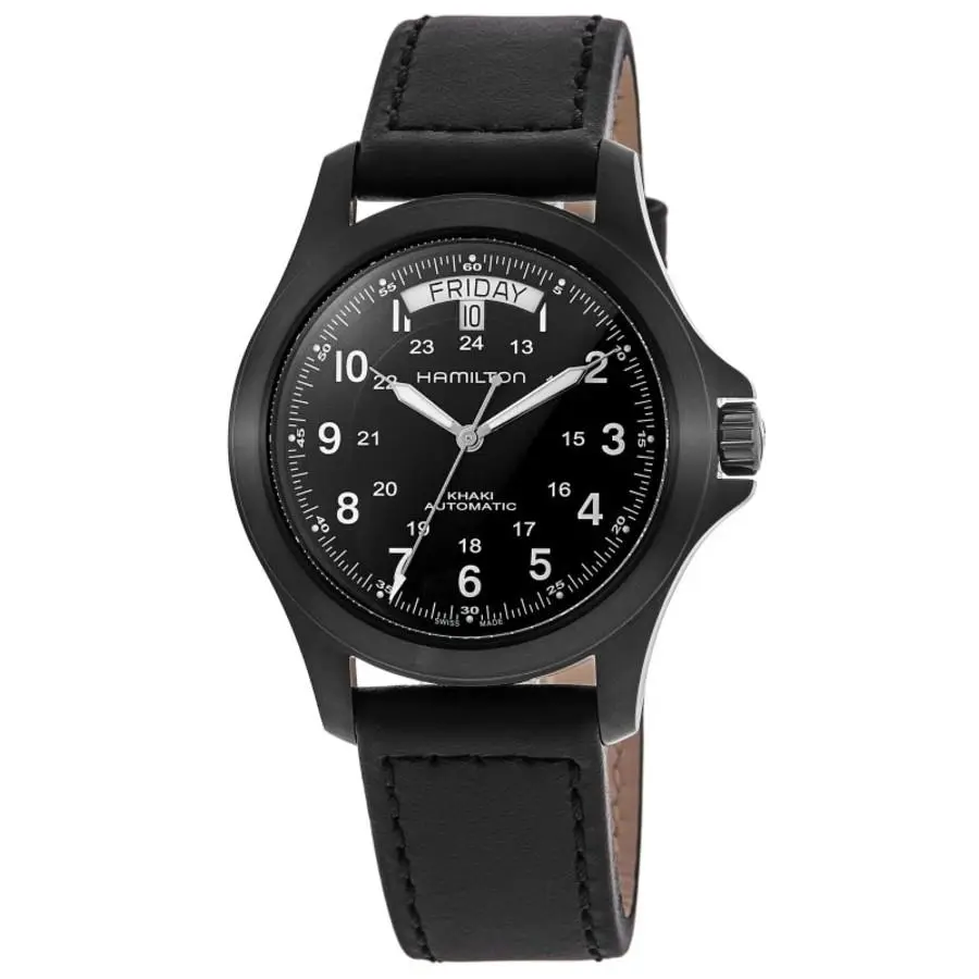 Hamilton Khaki Field King Automatic Black Dial Men`s Watch H64465733 - Dial: Black, Band: Black, Bezel: Black