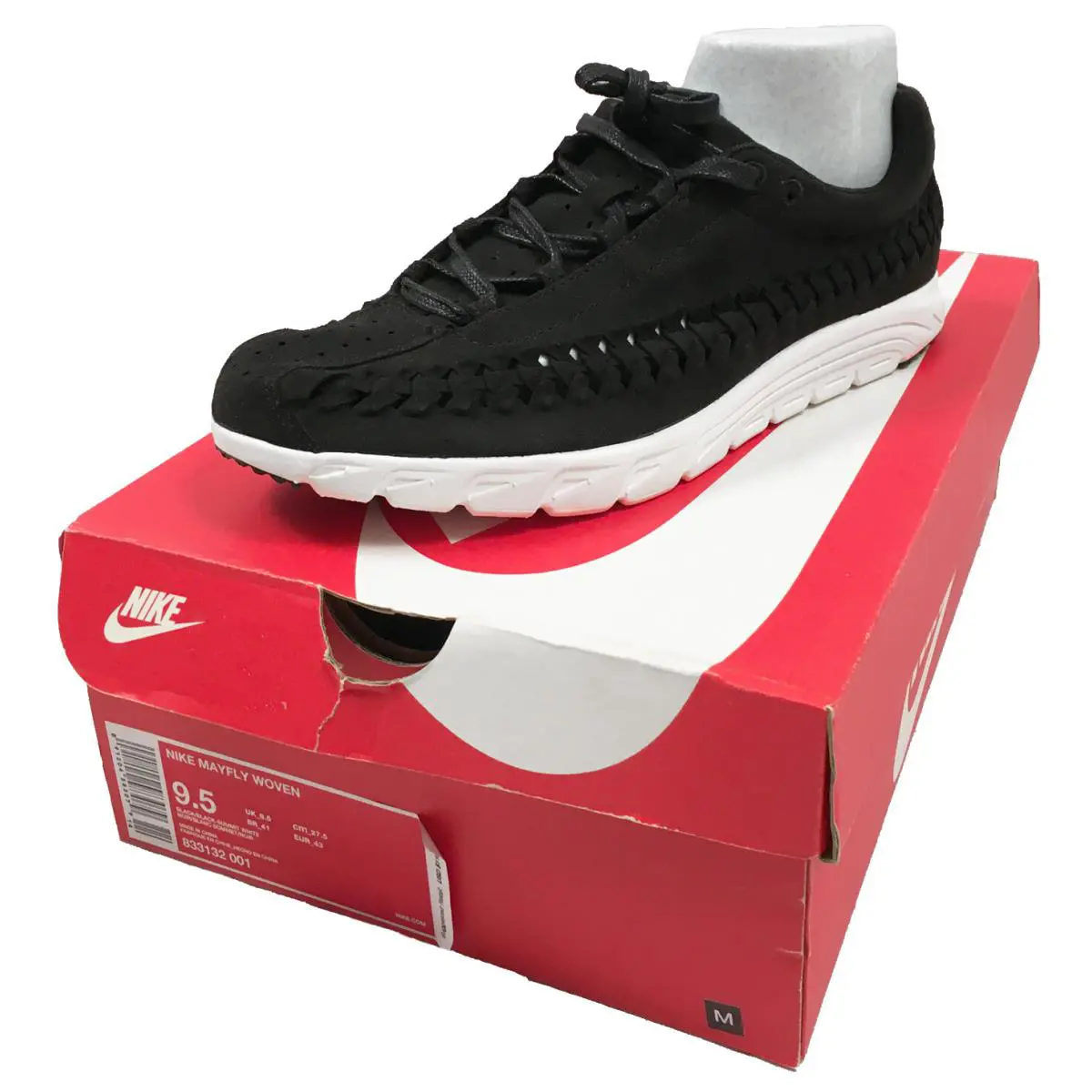 Nike Mayfly Woven Sneakers Black Woven Suede Upper Very Lightweight - Black