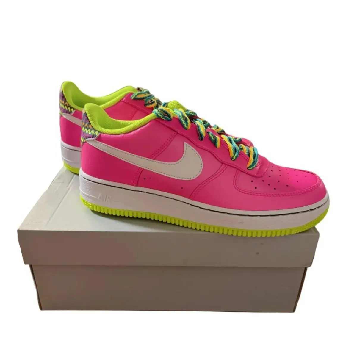 Nike shoes - Nike Air Force 1 - Air Force - CW5761 600 - Pink Blast/White-Volt-Oracle Aqua 3