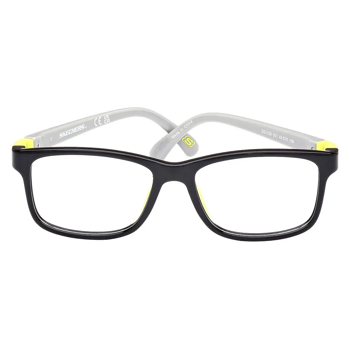 Skechers SE1199 Eyeglasses Kids Shiny Black Rectangle 49mm