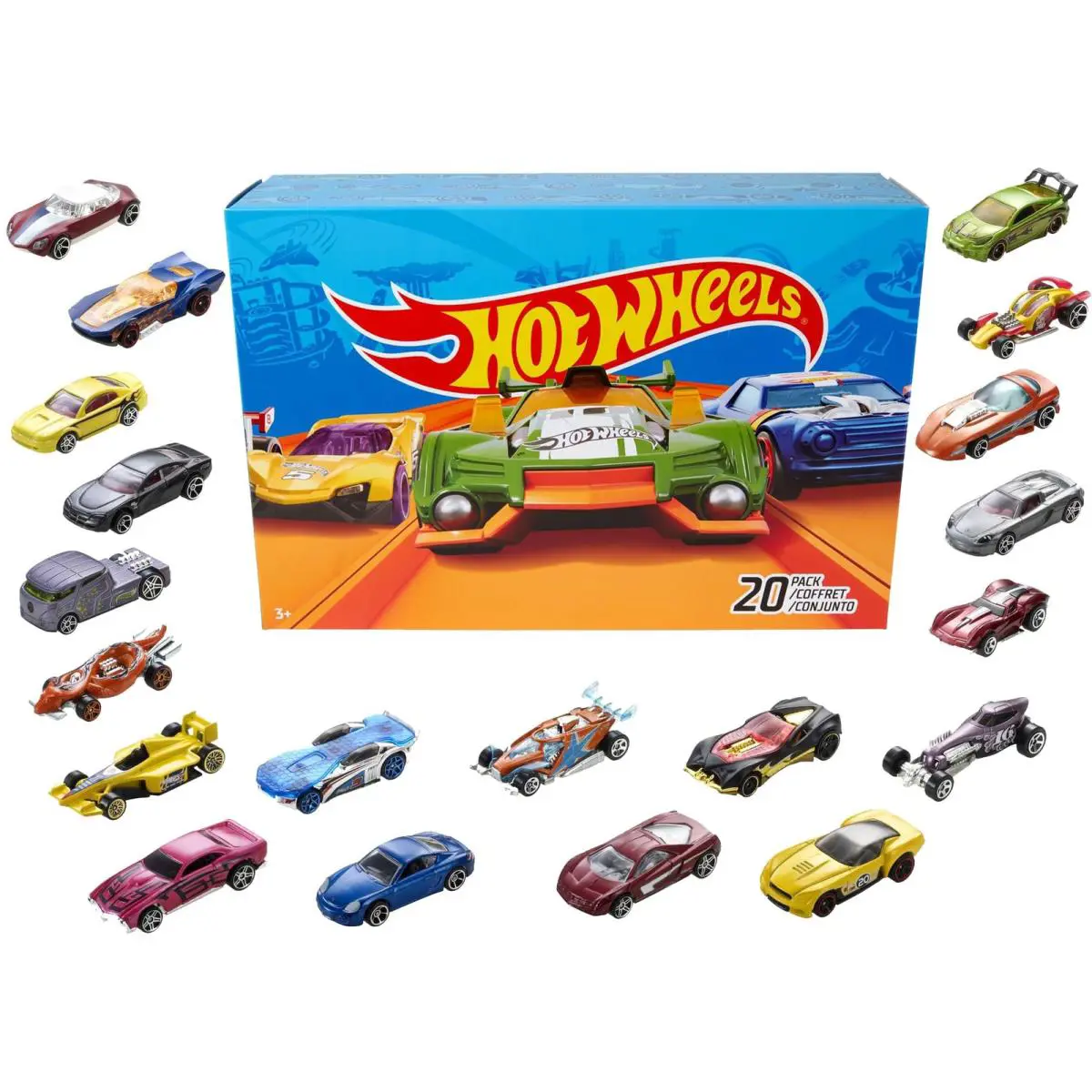 20 Pack Hot Wheels Multicolor Toy Vehicle Set Assorted Cars Trucks 164 Scale