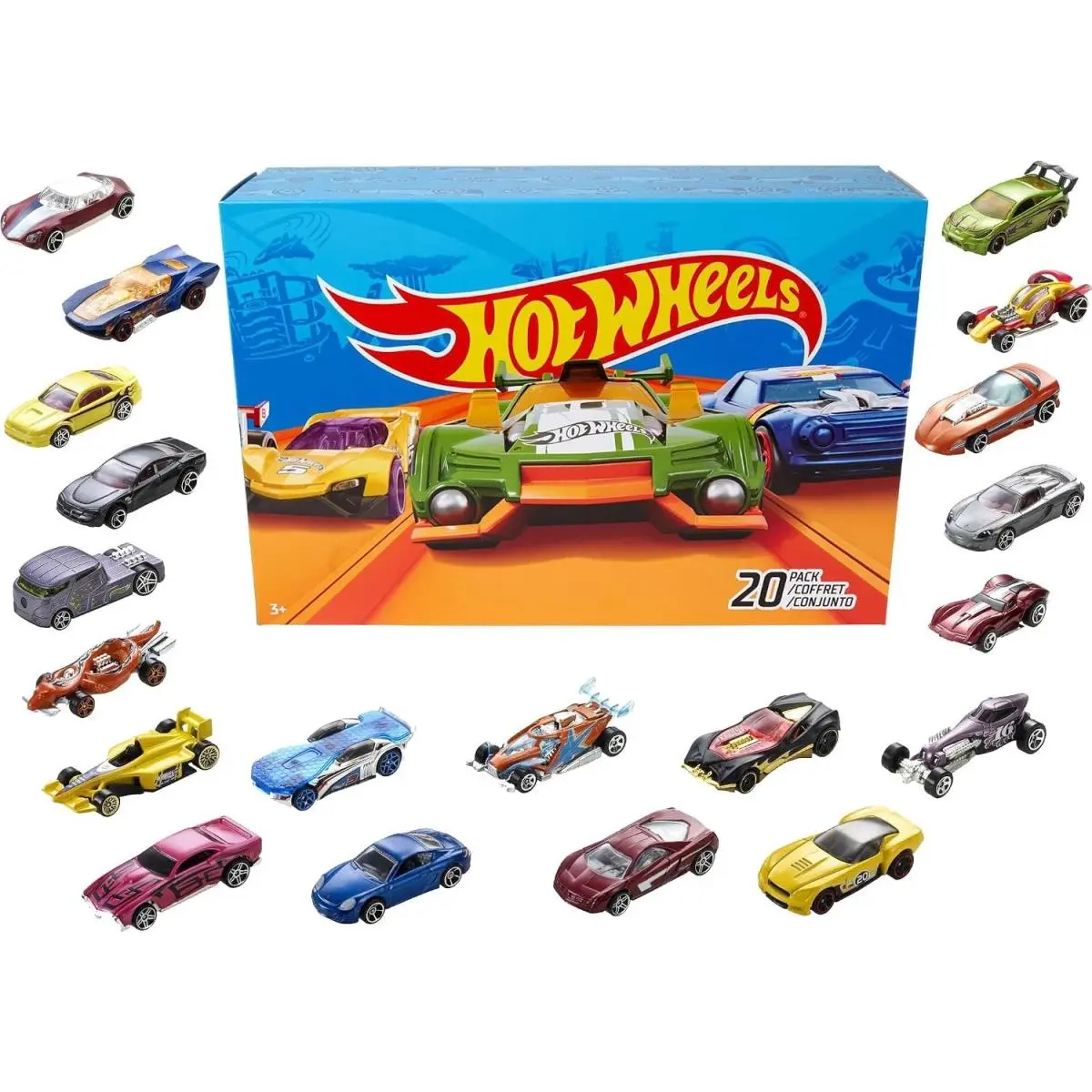 Toy Cars Trucks 20-Pack Set of 20 1:64 Scale Vehicles For Play or Display