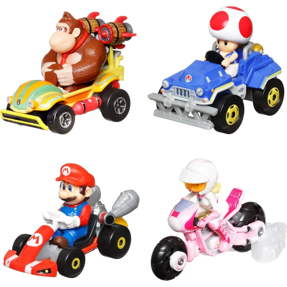 Hot Wheels Super Mario Bros 4 Pack Character Karts Toy Vehicles Set