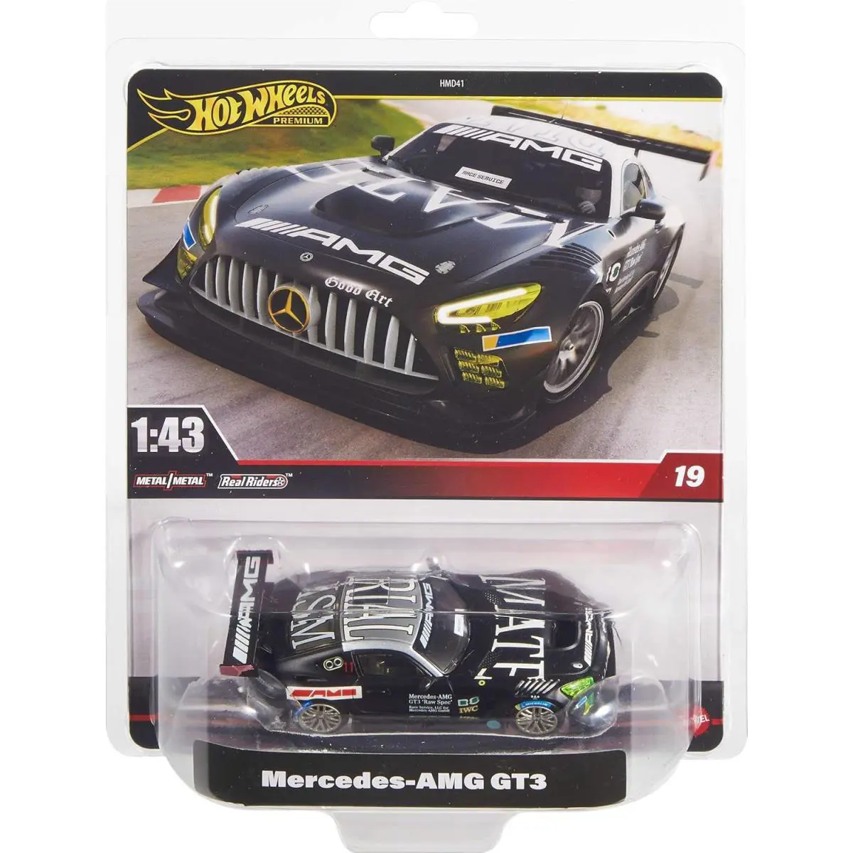 Hot Wheels Premium Real Riders Mercedes-amg GT3 Die Cast Car Black
