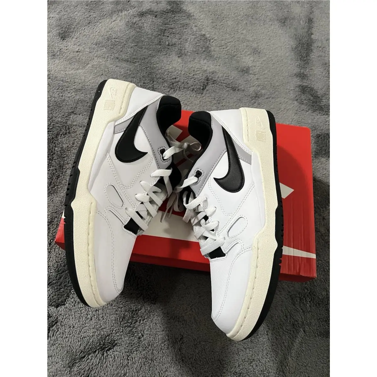 Men  Full Force Low Lifestyle Shoes White/black/pewter Sail FB1362-101 SZ 9 by Nike
