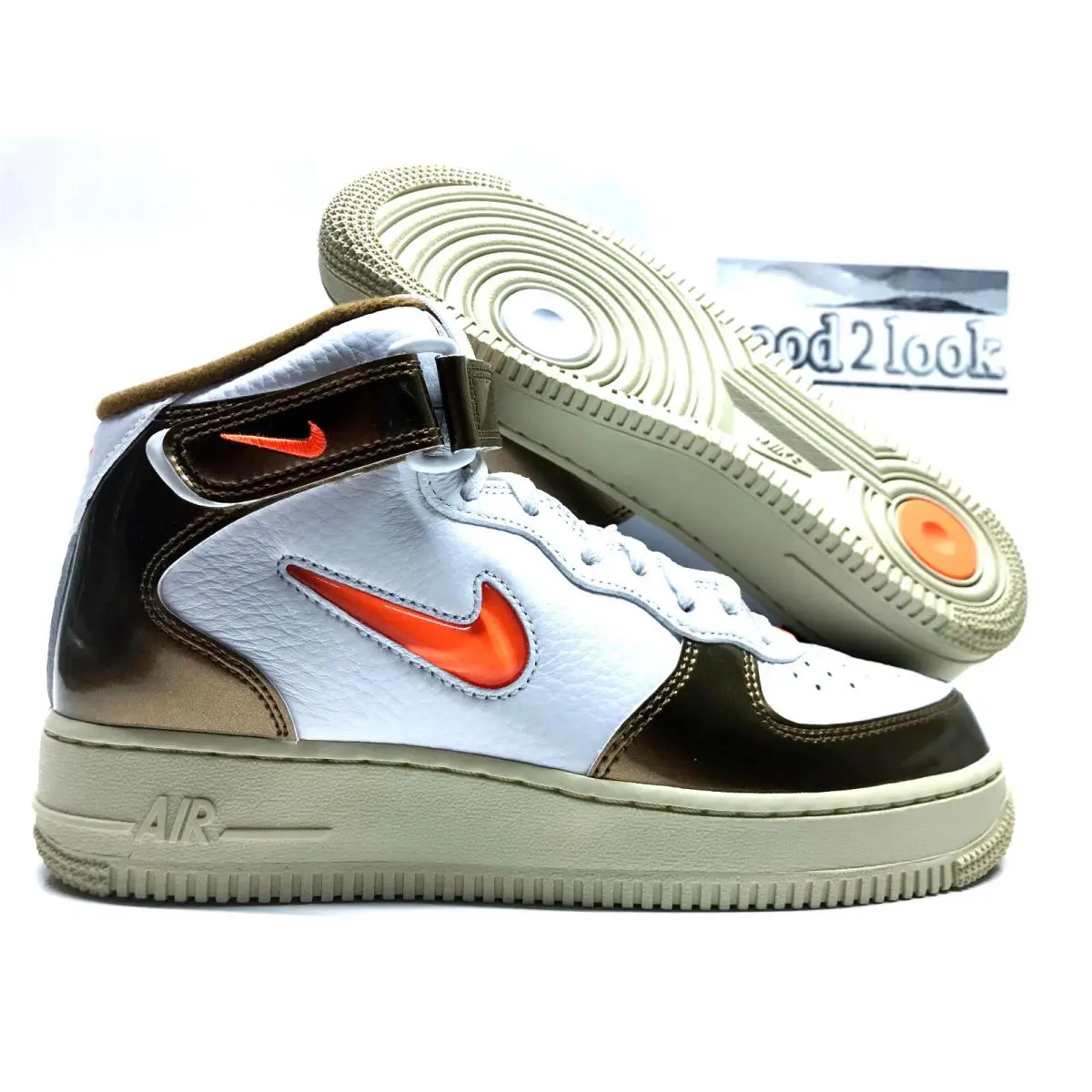 Nike Air Force 1 Mid QS White/total Orange-ale Brown Size Men`s 7 DH5623-100