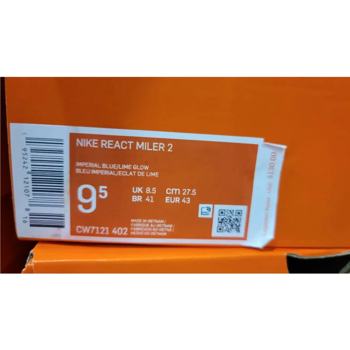 Nike shoes - Nike React Miler 2 - React Miler - CW7121 402 - Imperial Blue/Court Blue-White-Lime Glow (UPC: 195242121078) 10