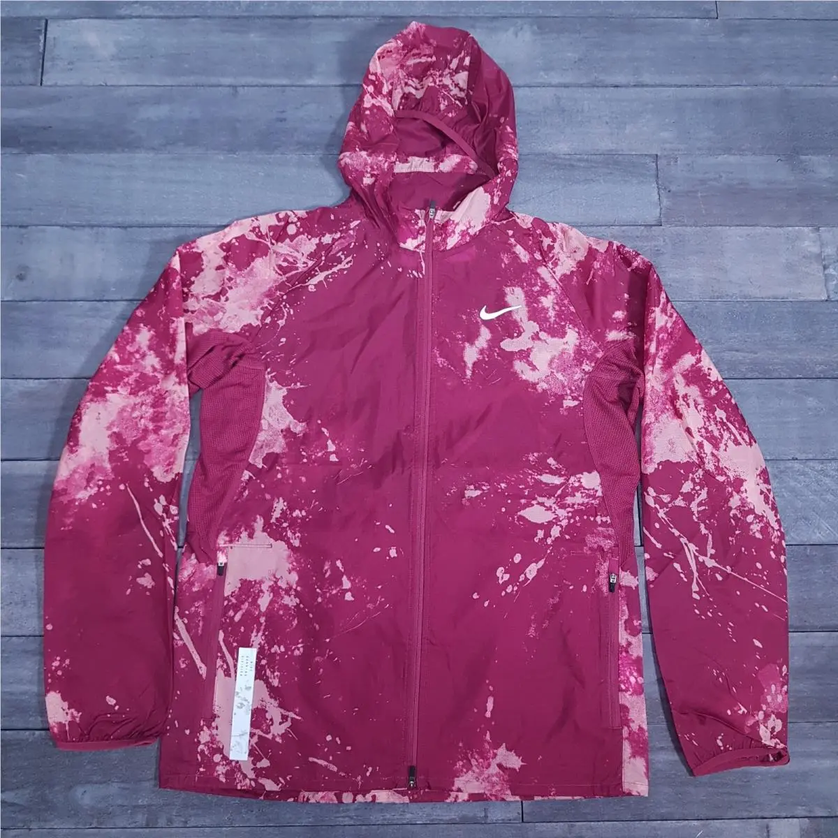 Run Division Repel Lightweight Packable Rain Jacket Mens Medium Rosewood by Nike