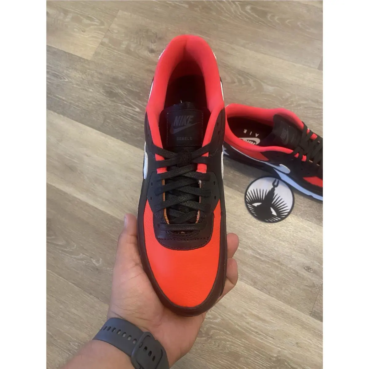 Nike shoes - Nike Air Max 90 Leather NBY - FZ3984-900 - Black / Bright Crimson / White (UPC: 196976813185) 4