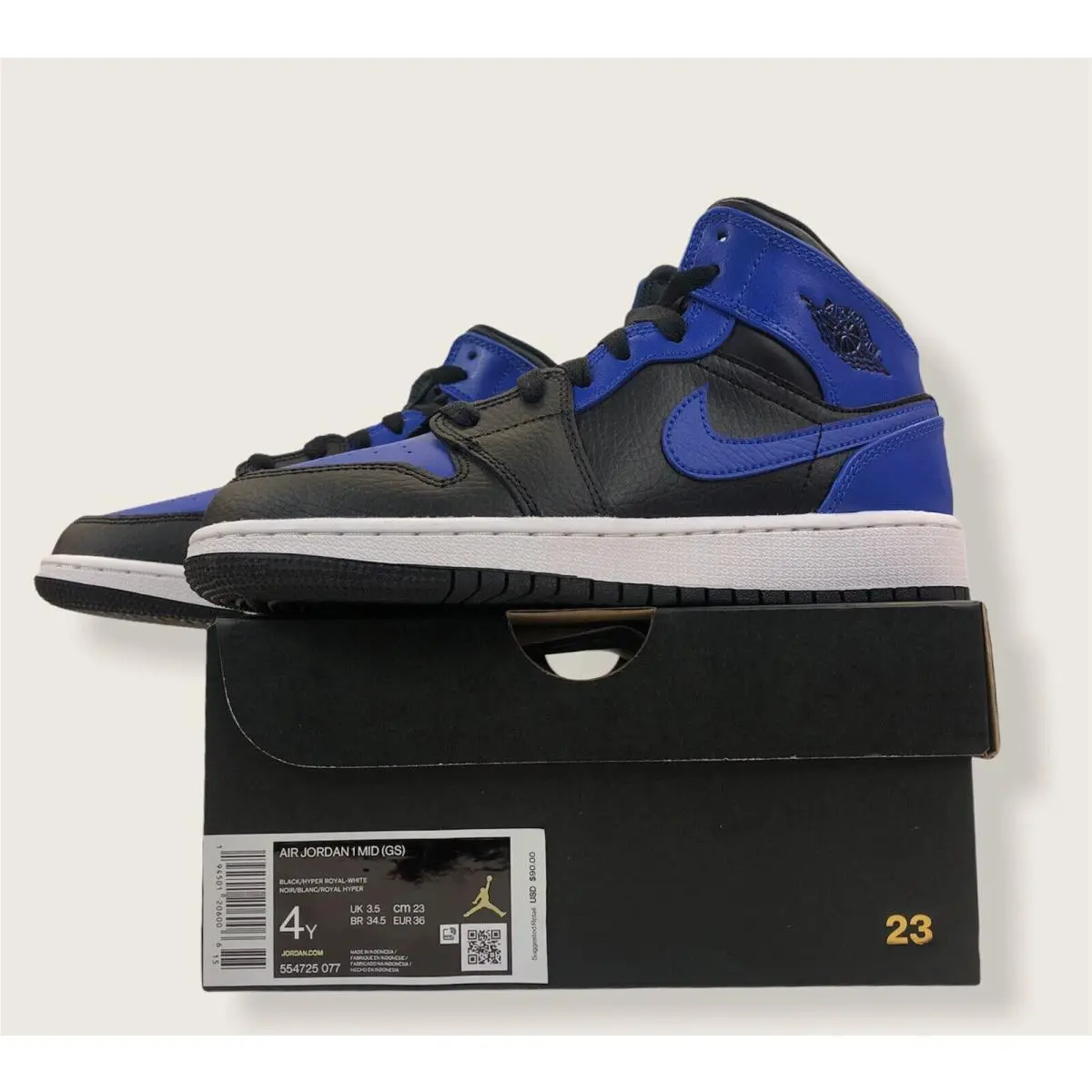 Nike shoes - Air Jordan 1 - Air - 554725 077 - Blue, Manufacturer: Black/ Hyper Royal Blue White 18
