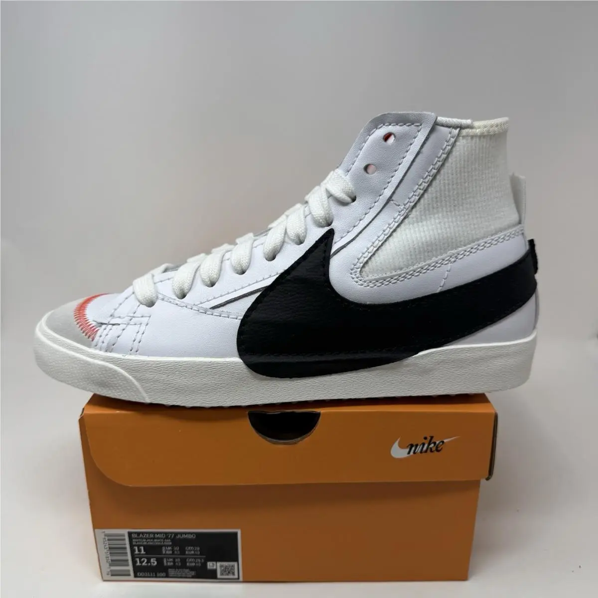 Nike Blazer Mid `77 Jumbo Mens Sz 8.5 White Black Lifestyle Shoes DD3111-100