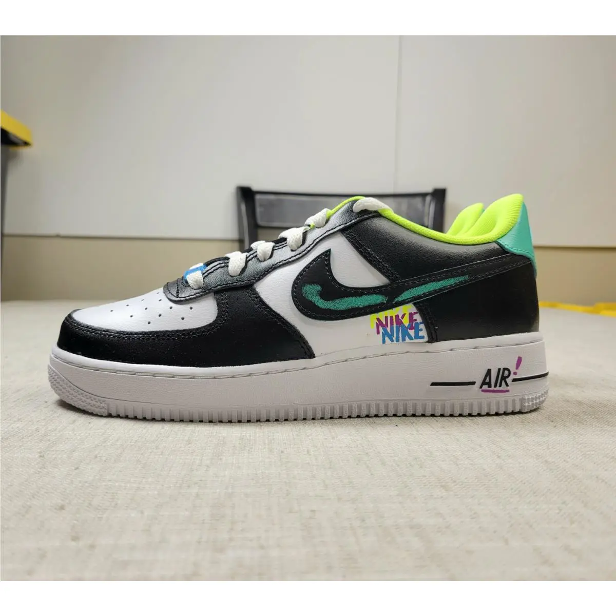 Nike shoes - Nike Air Force 1 GS - DX3349-100 - White Black BLue Volt (UPC: 00196149696485) 1
