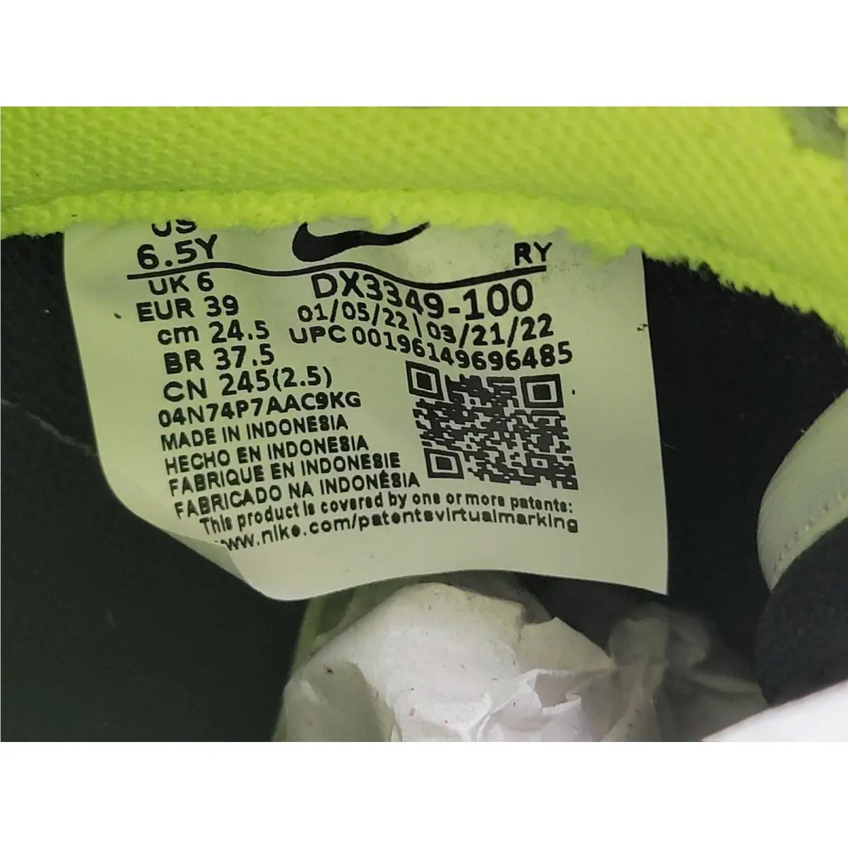 Nike shoes - Nike Air Force 1 GS - DX3349-100 - White Black BLue Volt (UPC: 00196149696485) 10
