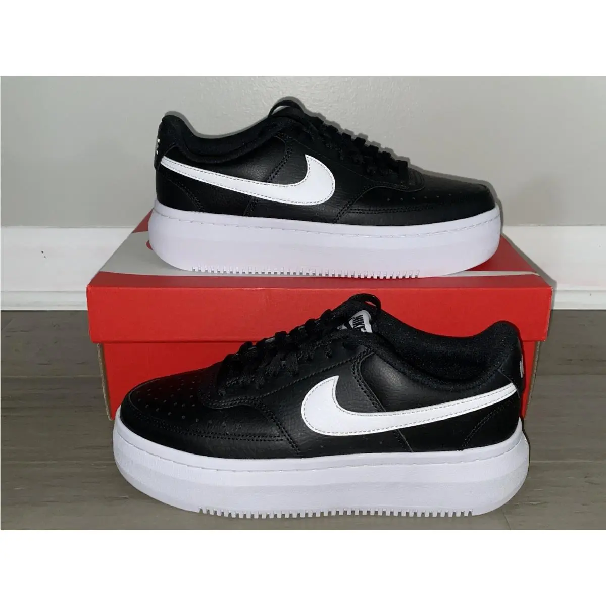 Court Vision Alta Ltr Black Platform Sneakers DM0113-002 Women`s Size 9 by Nike