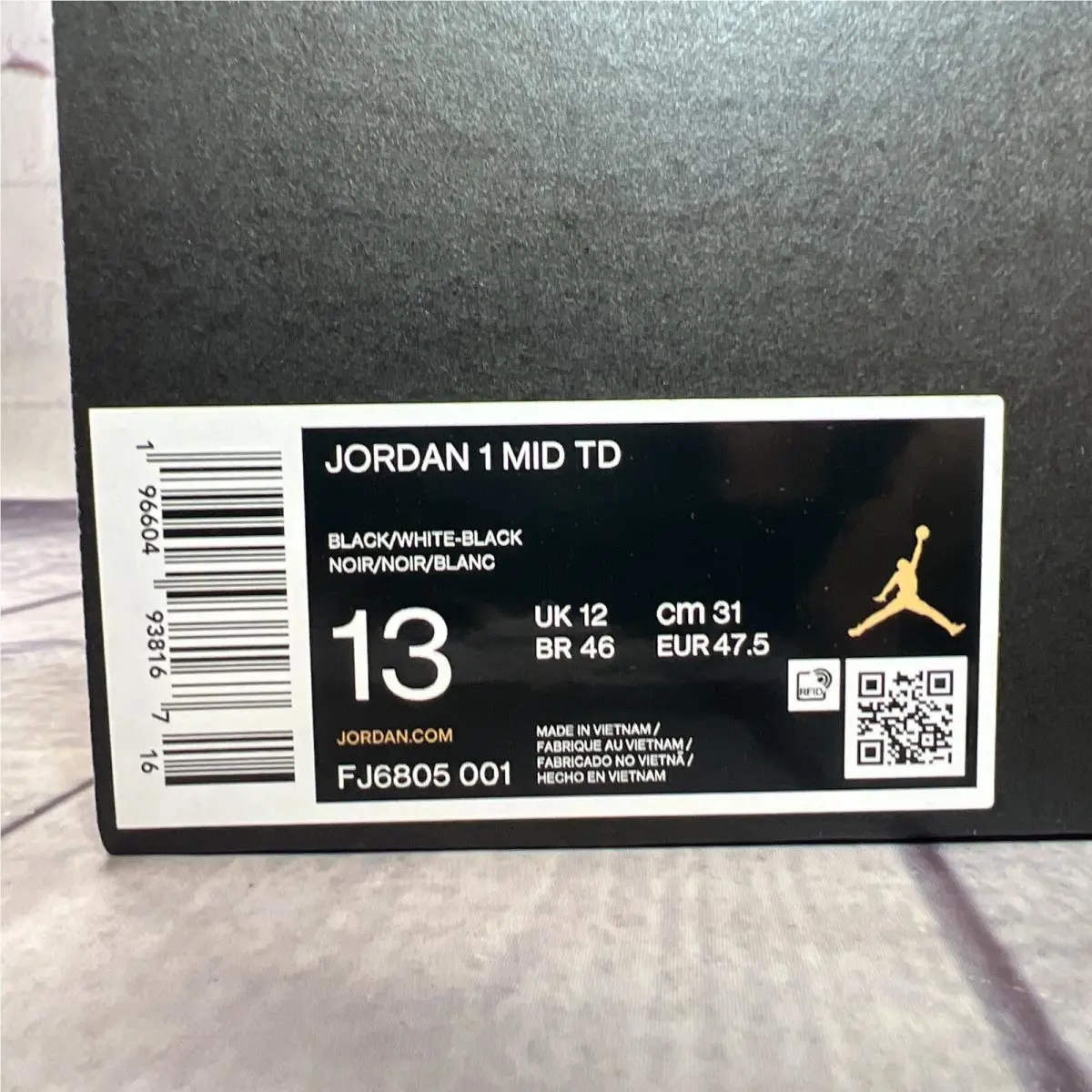 Nike shoes - Jordan 1 Mid Td Football Cleat - FJ6805-001 - Black White Black Mid (UPC: 196604938129) 10