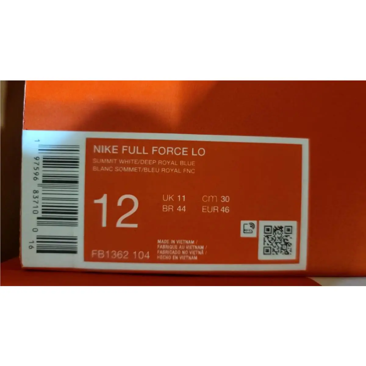 Nike shoes - Nike Full Force - Full Force - FB1362-104 - Summit White/Deep Royal Blue (UPC: 197599788041) 8