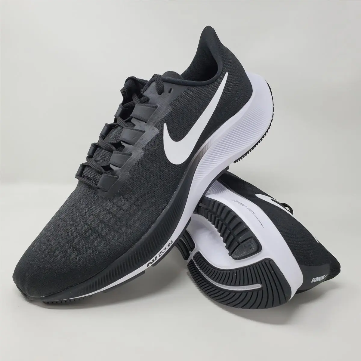 Women`s Size 12 Air Zoom Pegasus 37 Black White BQ9647-002 by Nike