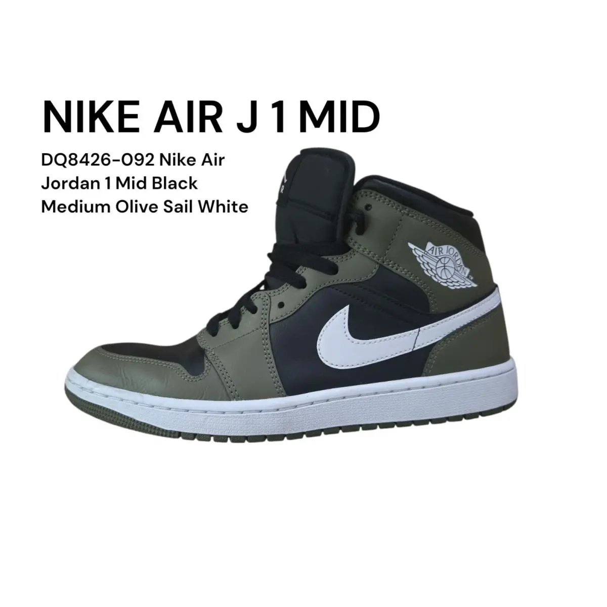 Nike Air Jordan 1 Mid Olive/black Mens Sneakers US 9.5 DQ8426-092 Classic Desi